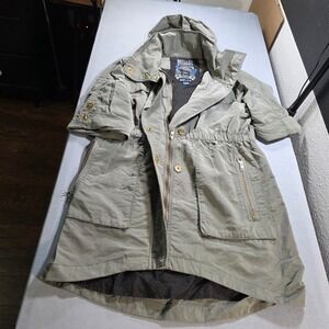 Millard Fillmore MF-13 Sage/Tan Green Utility Parka Hooded Jacket Womens Small